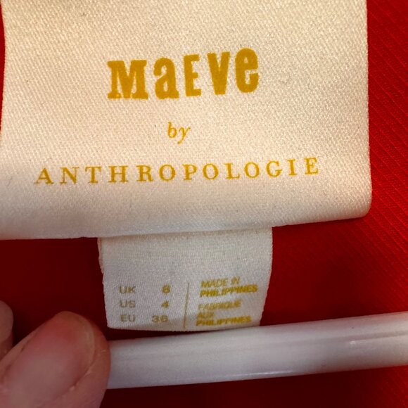 ANTHROPOLOGIE MAEVE RED DELIA TAILORED LINEN RAYON BLEND BUTTON UP SHIRT - Picture 5 of 6